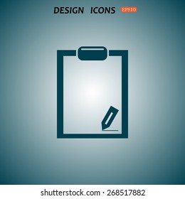 tablet with paper. icon. vector design