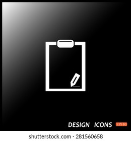 tablet with paper. icon. vector design