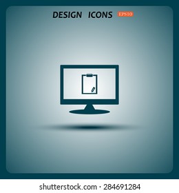 tablet with paper. icon. vector design