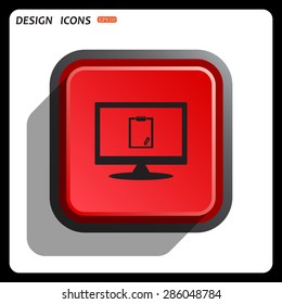tablet with paper. icon. vector design