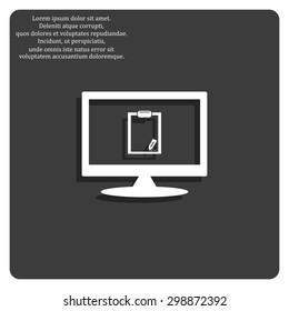 tablet with paper. icon. vector design