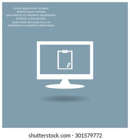 tablet with paper. icon. vector design