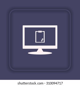 tablet with paper. icon. vector design