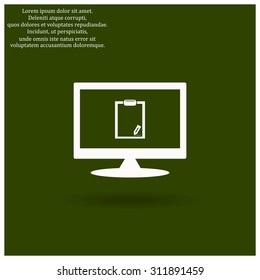 tablet with paper. icon. vector design