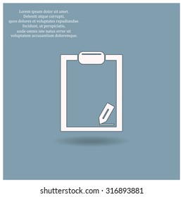 tablet with paper. icon. vector design
