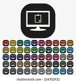 tablet with paper. icon. vector design