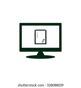 tablet with paper. icon. vector design