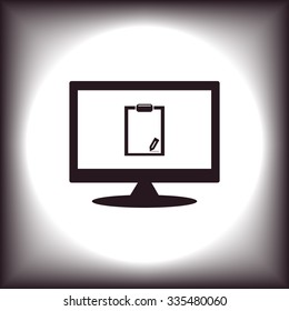 tablet with paper. icon. vector design
