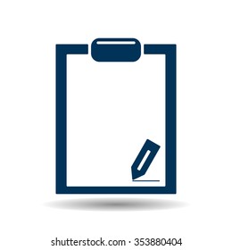 tablet with paper icon, vector illustration. Flat design style