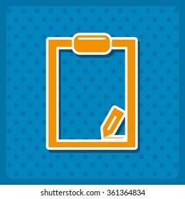 tablet with paper icon, vector illustration. Flat design style
