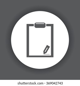 tablet with paper icon, vector illustration. Flat design style