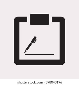 tablet with paper icon, vector illustration. Flat design style