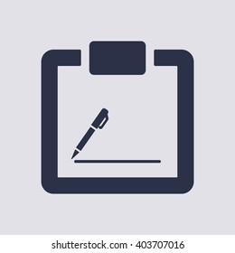 tablet with paper icon, vector illustration. Flat design style
