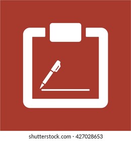 tablet with paper icon, vector illustration. Flat design style