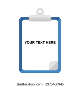 Tablet with paper. Note and base for writing. Tablet checklist. Vector illustration. Paper planchette vector icon