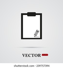tablet with paper   on a light background with shadow, vector, EPS 10