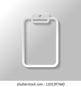 Tablet with paper. Paper style with shadow on gray background