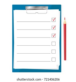 Tablet for papers with a checklist with a pencil vector