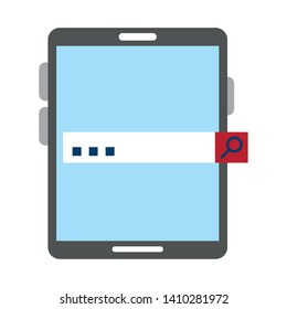 Tablet with password bar symbol vector illustration graphic design