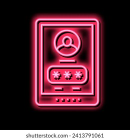 vector de signo de luz de neón de contraseña de tablet. signo de contraseña de tablet. ilustración de símbolo aislado