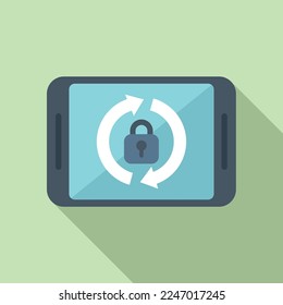 Tablet password recovery icon flat vector. Account page. Internet screen