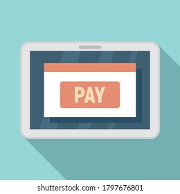 Tablet pay digital wallet icon. Flat illustration of tablet pay digital wallet vector icon for web design