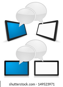 tablet pc 3d with speech bubble