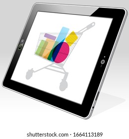 Tablet PC accessing online retail shopping.