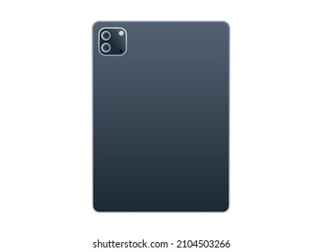 Tablet pc back view and technology flat vector illustration.