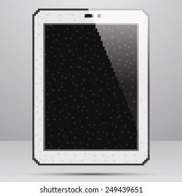 Tablet PC with blank screen. Pixel Art Style.