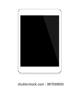 Tablet pc with blank screen. Vertical, White. Isolated On White Background. Vector illustration Eps10.