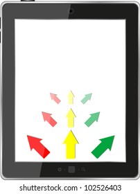 a tablet pc and business diagram as a concept of process of business development