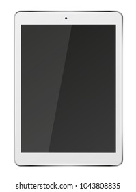 Tablet pc computer with black screen isolated on white background. Vector illustration.