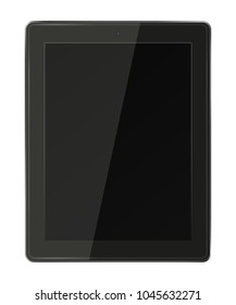 Tablet pc computer with black screen isolated on white background. Vector illustration.