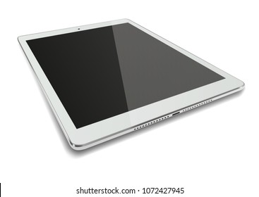 Tablet pc computer with black screen isolated on white background. Vector illustration. 