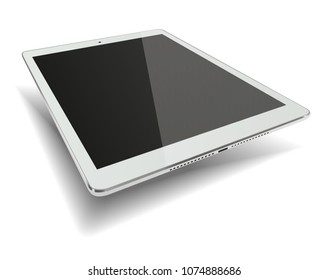 Tablet pc computer with black screen isolated on white background. Vector illustration. 