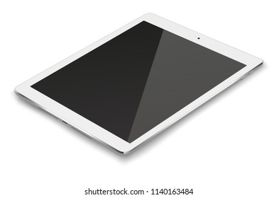 Tablet pc computer with black screen isolated on white background. Vector illustration. 