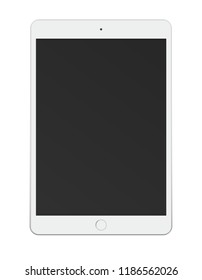 Tablet pc computer with black screen isolated on white background. Vector illustration. 