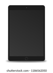 Tablet pc computer with black screen isolated on white background. Vector illustration. 