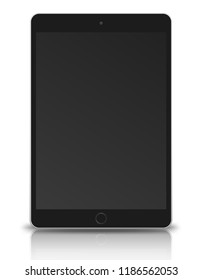 Tablet pc computer with black screen isolated on white background. Vector illustration. 