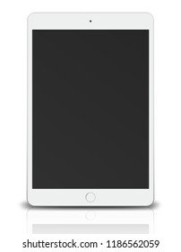 Tablet pc computer with black screen isolated on white background. Vector illustration. 