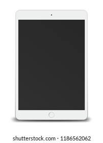 Tablet pc computer with black screen isolated on white background. Vector illustration. 