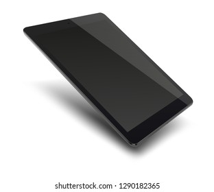 Tablet pc computer with black screen on white background. Vector illustration.