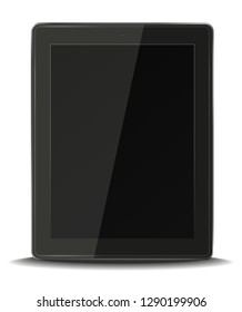 Tablet pc computer with black screen isolated on white background.  Vector illustration.