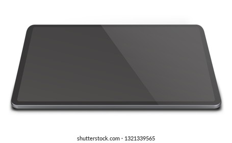 Tablet pc computer with black screen isolated on white background. Vector illustration. 