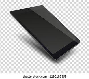 Tablet pc computer with blanck screen on transparent background. Vector illustration.