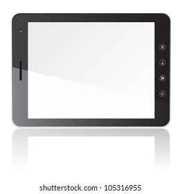 Tablet PC computer with blank screen horizontally isolated on white background. Vector  illustration.