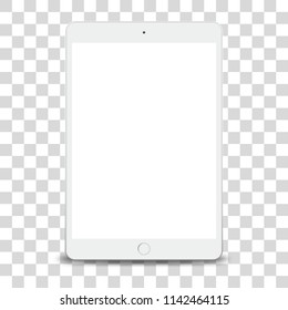 Tablet pc computer with blank screen isolated on transparent background. Vector illustration. 
