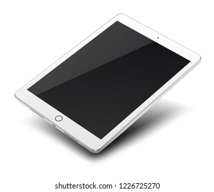 Tablet pc computer with blank screen isolated on white background.  Vector illustration.