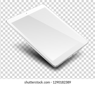 Tablet pc computer with blank screen isolated on transparent background. Vector illustration.